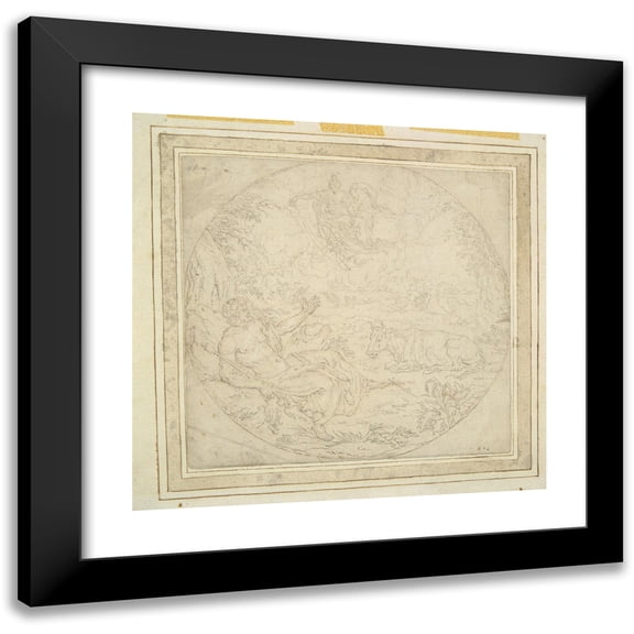 After Maerten van Heemskerck 21x20 Black Modern Framed Museum Art Print Titled - Juno, with Peacocks, Shows Io To Jupiter (Late 16th Cenutry)