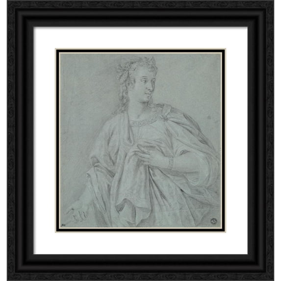 After Marcus Christoph Sadeler 20x21 Black Ornate Framed Double Matted Museum Art Print Titled: Portrait of Elia Petina, Wife Of Claudius