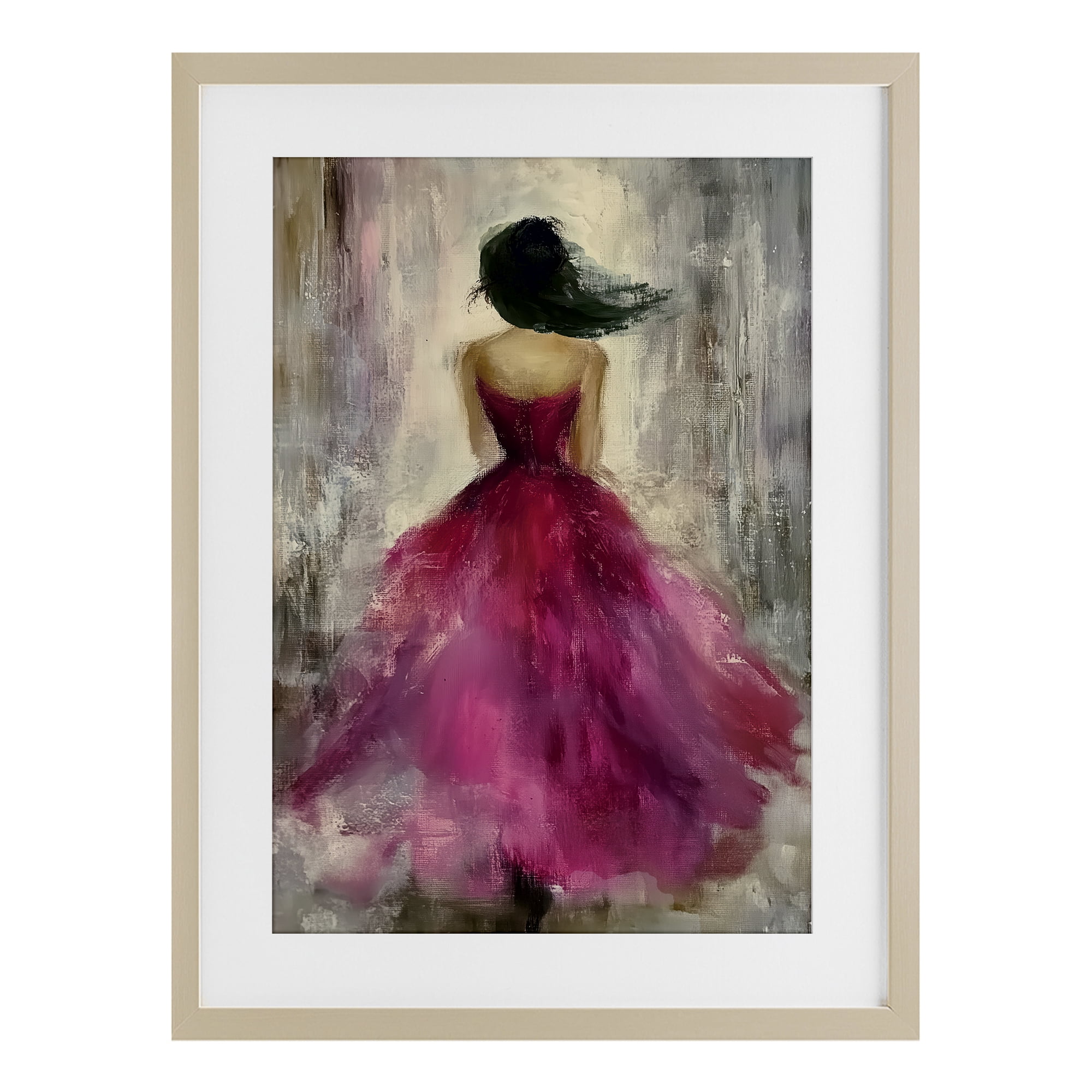 After Midnight Girl in Gown Birch Framed Print Under Glass, design by Annabelle Hall