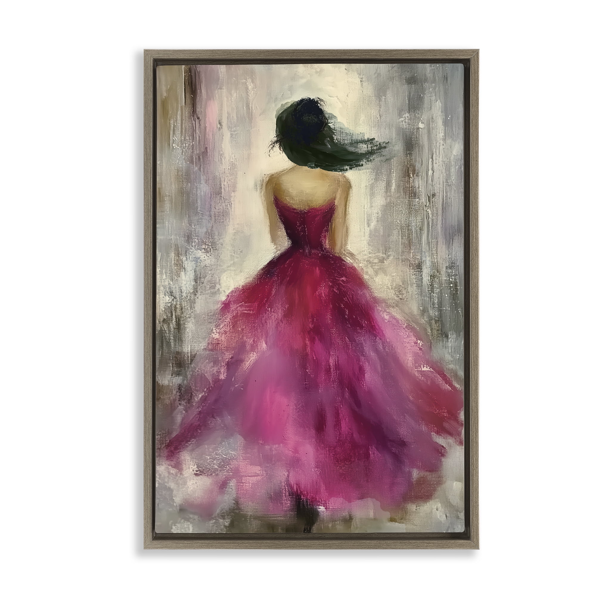 After Midnight Girl in Gown Brown Framed Floater Canvas Wall Art, design by Annabelle Hall