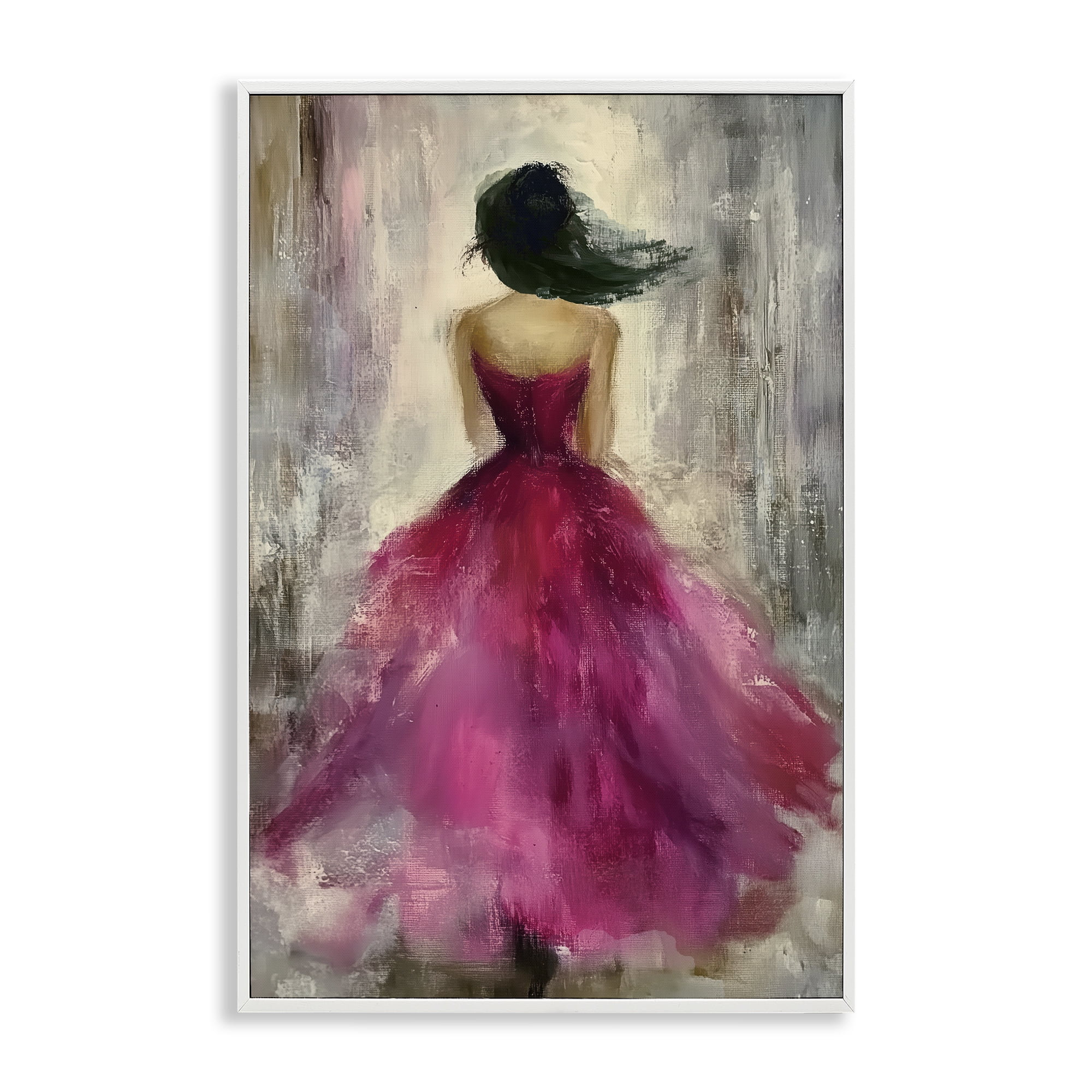 After Midnight Girl in Gown White Framed Giclee Art, design by Annabelle Hall