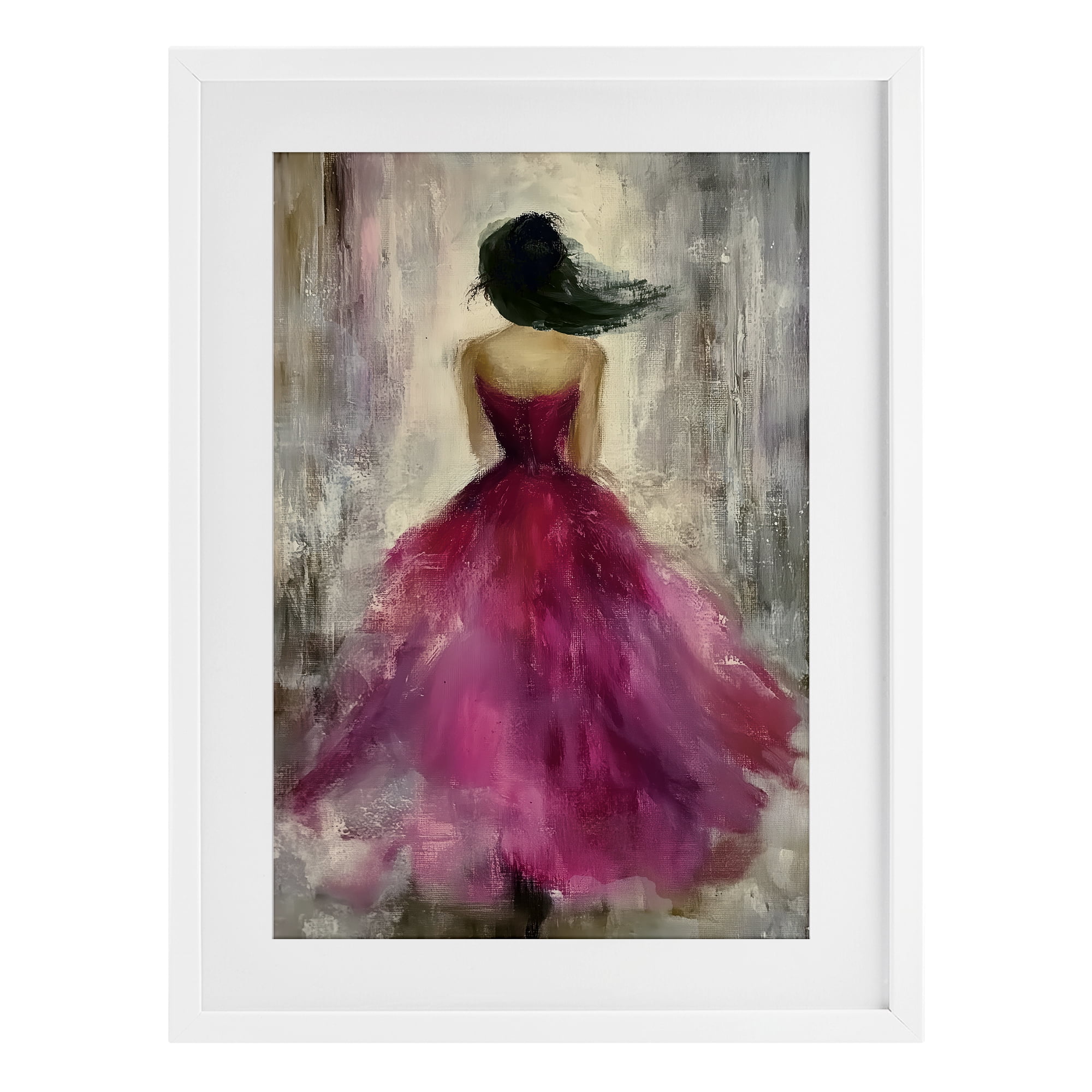 After Midnight Girl in Gown White Framed Print Under Glass, design by Annabelle Hall