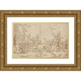 thumbnail image 1 of After Salvator Rosa 18x13 Gold Ornate Wood Frame and Double Matted Museum Art Print Titled - Death of Regulus (1615-73), 1 of 4