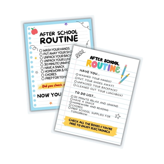 After School Rules Laminated Checklist 2pk 8.5x11 Daily Routine Chart Elementary Education Task Tracker ADHD Planner Organizer Reusable