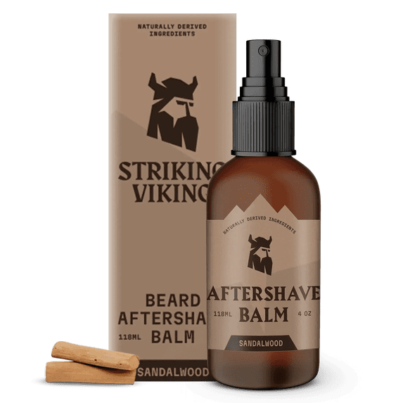 Striking Viking Sandalwood After Shave Balm for Men, Soothing & Hydrating, 4 oz