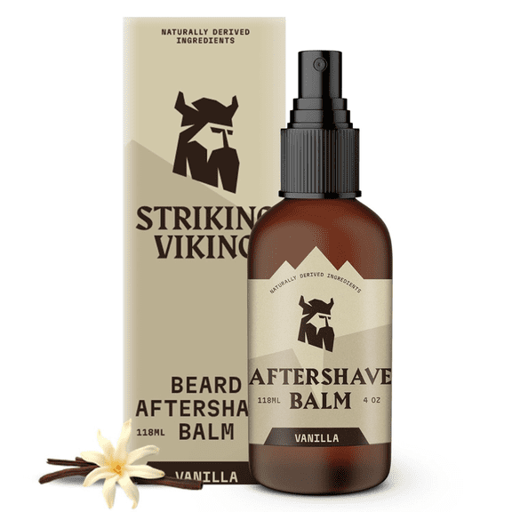Striking Viking Vanilla After Shave Balm for Men 4oz Hydrating & Soothing Post Shave Care