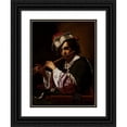 thumbnail image 1 of After Simon Vouet 12x14 Black Ornate Wood Framed Double Matted Museum Art Print Titled: Boy with a Flute (circa 1650-1675), 1 of 5