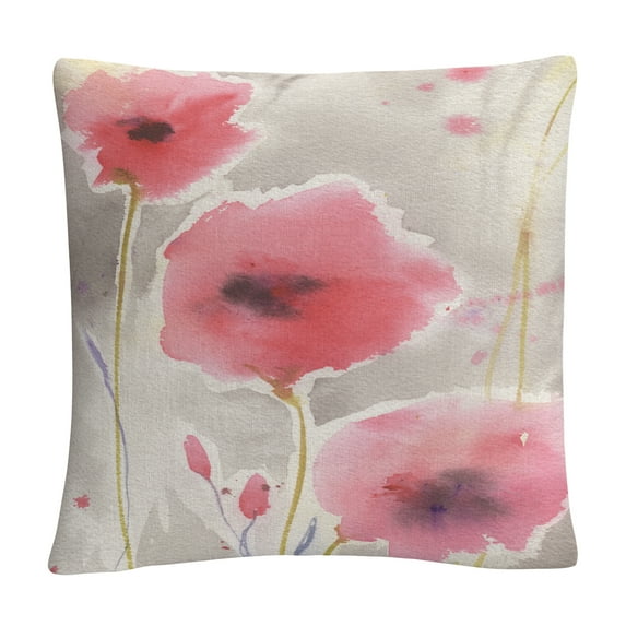 After The Rain' Pink Floral Watercolor Motif By Sheila Golden 16 X 16 Decorative Throw Pillow