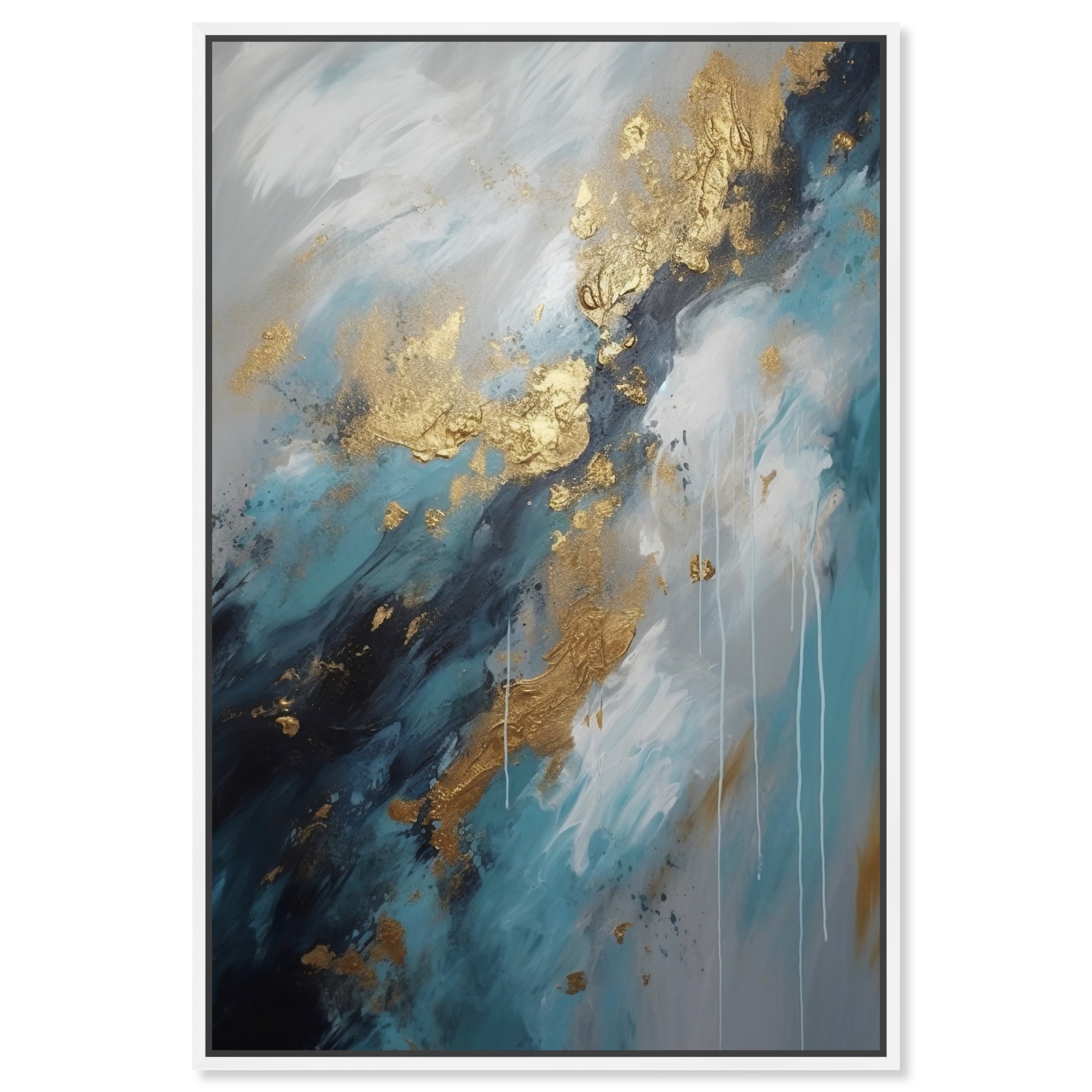 After The Rainfall Blue Abstract Canvas Wall Art by Art Remedy, White ...