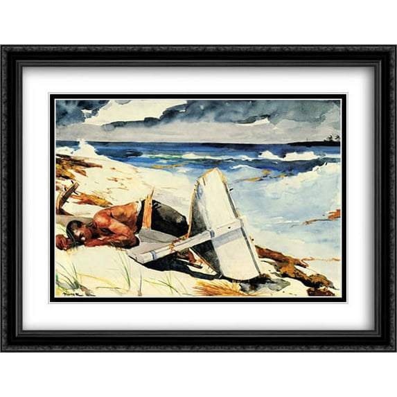 After the Hurricane 2x Matted 36x28 Large Black Ornate Framed Art Print by Homer, Winslow