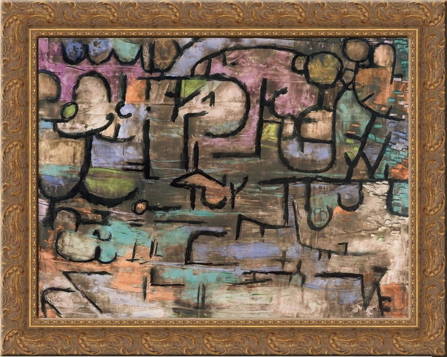 After the floods 24x20 Gold Ornate Wood Framed Canvas Art by Paul Klee ...