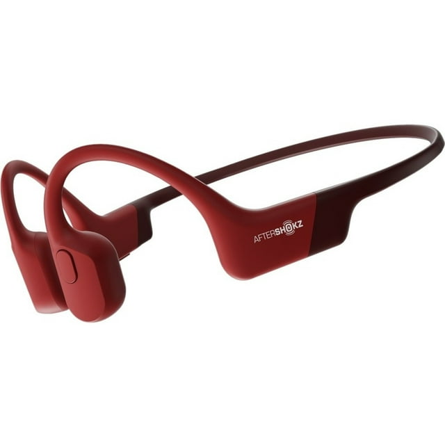 AfterShokz Aeropex - Open Ear Bluetooth Bone Conduction Sports Headphones - Sweat Resistant Wireless Earphones for Workouts and Running with Built in Mic (Solar Red)