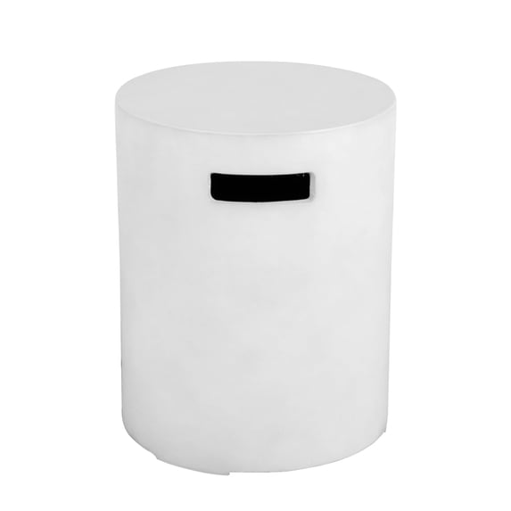 Afterglow 16" Propane Tank Cover Table, Round Tank Container Fits Standard 20 lb Cylinder Bottle Storage Box Hideaway Table, Gas Tank Holder for Outdoor Gas Fire Pits, White