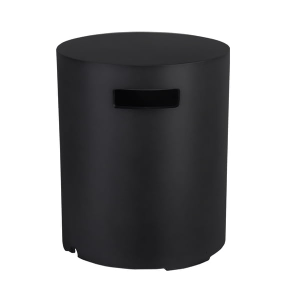 Afterglow 16" Propane Tank Cover Table, Round Tank Container Fits Standard 20 lb Cylinder Bottle Storage Box Hideaway Table, Gas Tank Holder for Outdoor Gas Fire Pits, Black