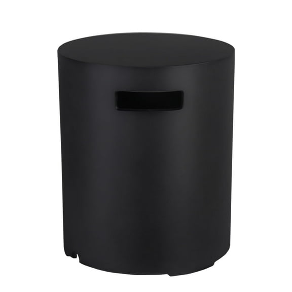 Afterglow 16" Propane Tank Cover Table, Round Tank Container Fits Standard 20 lb Cylinder Bottle Storage Box Hideaway Table, Gas Tank Holder for Outdoor Gas Fire Pits, Black