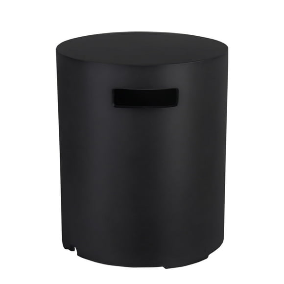 Afterglow 16" Propane Tank Cover Table, Round Tank Container Fits Standard 20 lb Cylinder Bottle Storage Box Hideaway Table, Gas Tank Holder for Outdoor Gas Fire Pits, Black