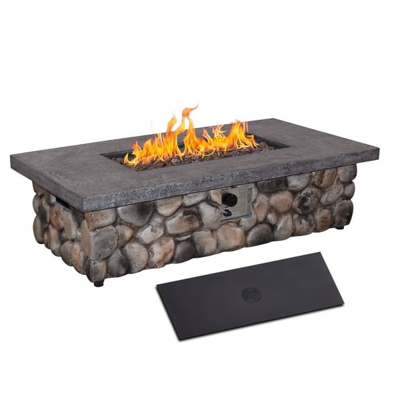Afterglow Firepits All Terrafab External Gas Tank for Outdoor Use Rectangular 50000 Btu, Gray