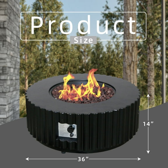 Afterglow Firepits All Terrafab External Gas Tank for Outdoor Use Round 50000Btu, Black