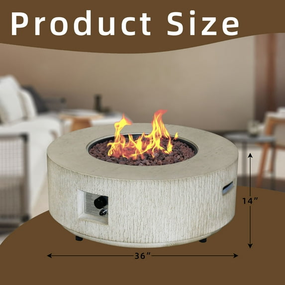 Afterglow Firepits All Terrafab External Gas Tank for Outdoor Use Round 50000Btu, Gray