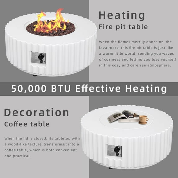 Afterglow Firepits All Terrafab External Gas Tank for Outdoor Use Round 50000Btu, White