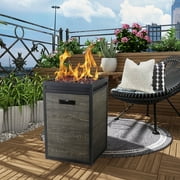 Afterglow 16 Square 40,000 Btu Propane Fire Pit, TerraFab Side Plate w Steel Frame Perfect for Outdoor Patio Garden, Weather Resistant Cover and Lava Rocks Included Woodgrain Brown