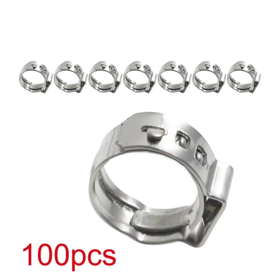 Aftermarket 100x Stainless Steel 3/8" PEX Ear Clamp Cinch Rings Crimp Clamp