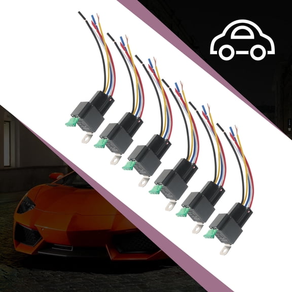 Aftermarket 6x 12V Audio Relay Switch Loom 144AWG Wire-5-Pin Relay 30 Amp Fuse