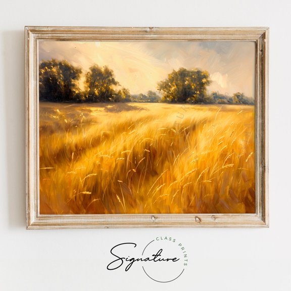 Afternoon Barley Field, Golden Grain Landscape, Rustic Farmhouse Wall Art, Nature Field Decor, Rustic Wall Art, Home Decor UNFRAMED Poster, Wall Art for Decor, Present, 8x12
