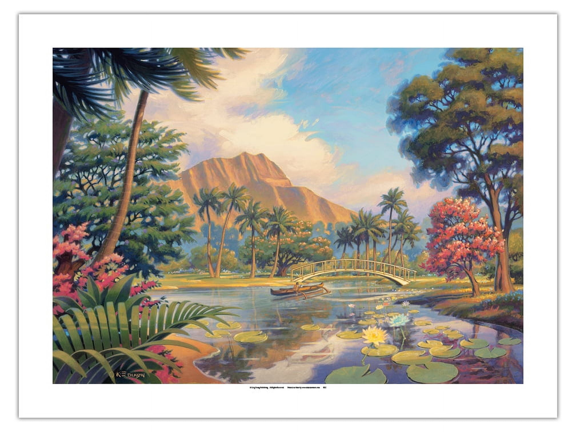 Afternoon Reflections - Kapiolani Park - Oahu Hawaii - Vintage Hawaiian ...