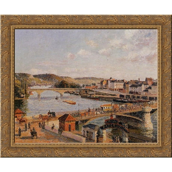 Afternoon, Sun, Rouen 24x20 Gold Ornate Wood Framed Canvas Art by Pissarro, Camille