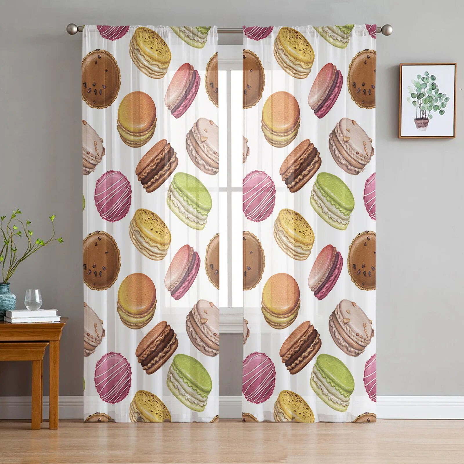 Afternoon Tea Cake Dessert White Window Curtain for Living Room Home ...