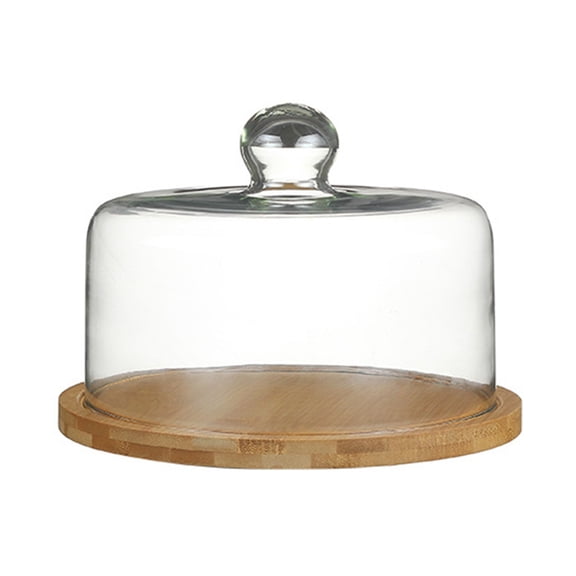 Afternoon Tea Cake Display Stand with 29.5cm Plate and 26cm Glass Dome, No Plastic Keeps Desserts