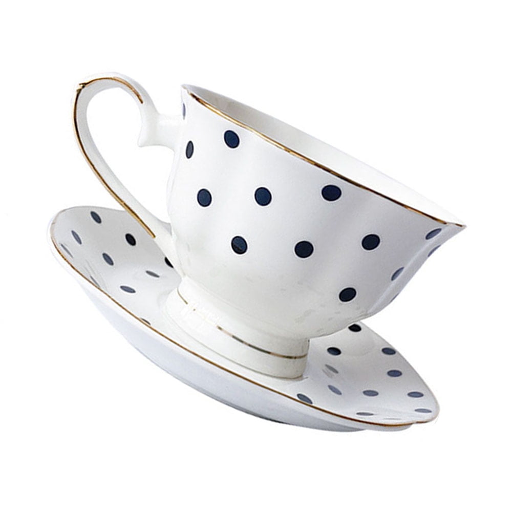 Ceramic Afternoon Tea Cups Set - Black and White Espresso Mugs for Travel and Home Use