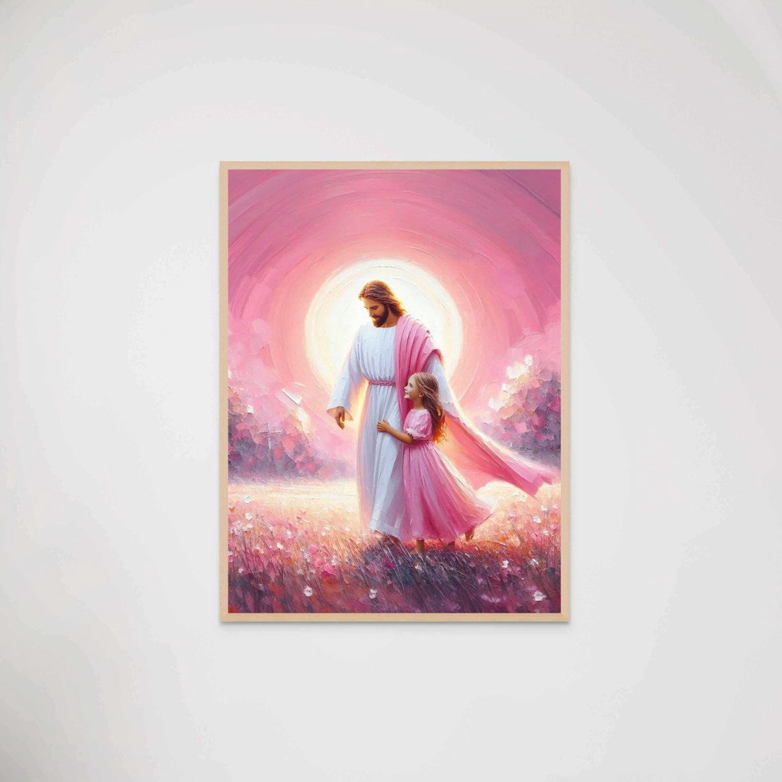 Afternoon Walk Christian Jesus Walking With Girl Art Bible Children ...