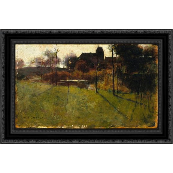 Afternoon by the River at Grez 24x17 Black Ornate Wood Framed Canvas Art by Metcalf, Willard