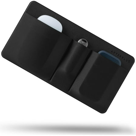 Afterplug 3-Pocket Storage Pouch, Adhesive Laptop Accessory Organizer, for Portable HDD, SSD, USB Drive, Mouse, Cables - Black