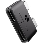 Afterplug Dual USB C Extender for MacBook with Case, 2-Port Pass Through Adapter for Thunderbolt 5/4/3 & USB4   240W PD, 8K Video, 80Gbps Data - Space Black