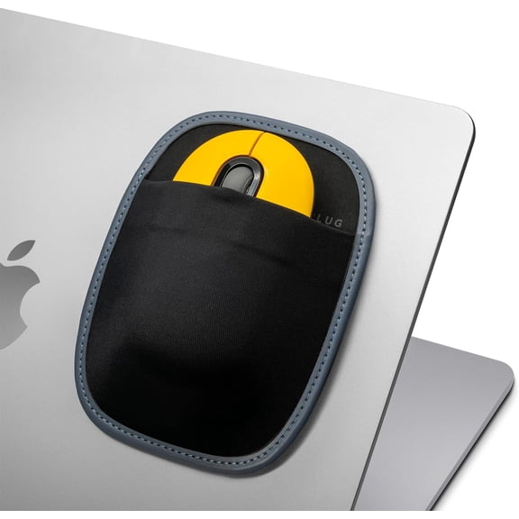 Afterplug Stick-On Mouse Holder for Laptop, Adhesive Storage Pouch Compatible with Logitech Anywhere, Pebble & Pop, Magic Mouse 1 & 2, Slate Blue