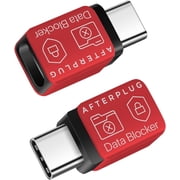 Afterplug USB C to C Data Blocker, Anti Juice Jacking, for Charge Only, Case Friendly Design, Support up to 240W PD Charging 2-Pack, Red