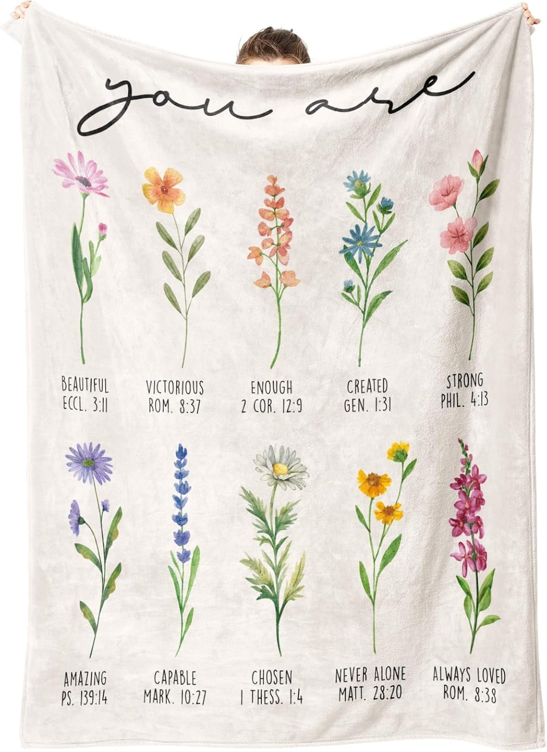 Afterprints Christian Gifts for Women Christian Blanket with Flowers Birthday Gifts for Women Inspirational Religious Gifts for Sister Friend Daughter Mom Soft Throw Blankets 50'' x 60''