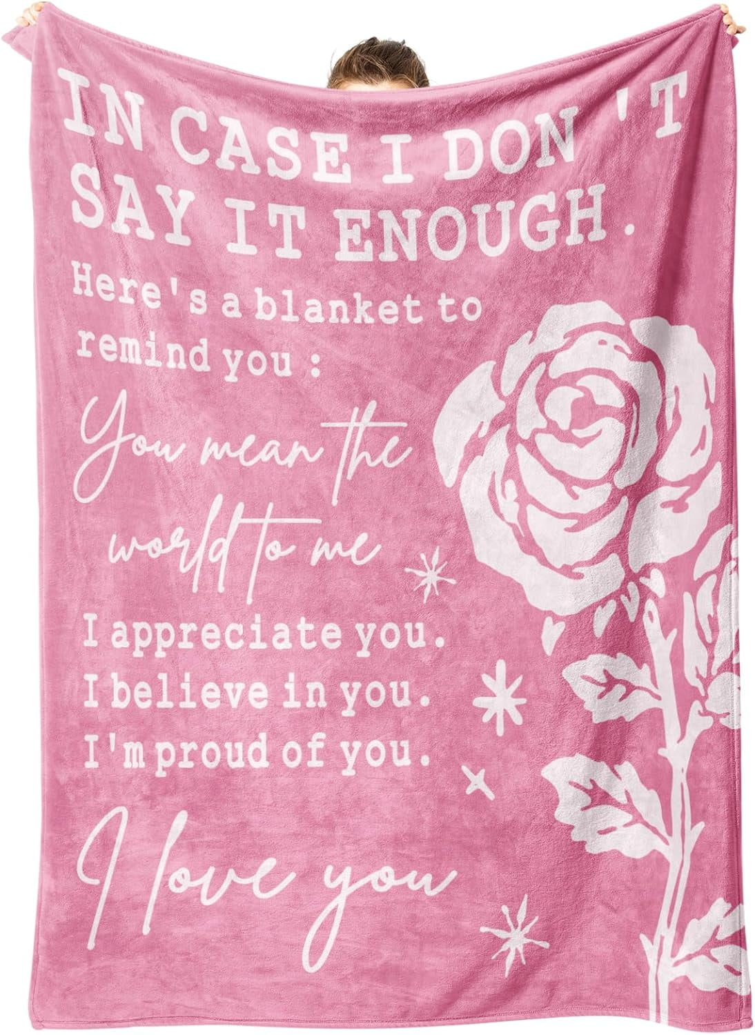 Afterprints Romantic Gifts for Her Girlfriend Wife I Love You Blanket Anniversary Christmas Birthday Gifts for Women Soft Throw Blankets with Rose Print 50” x 60''
