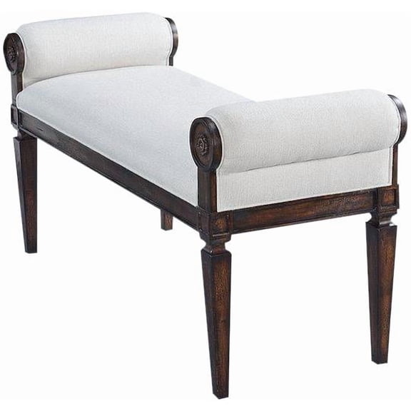 Afton Bench-Swedish Design with Sand Linen and Pecan Finish
