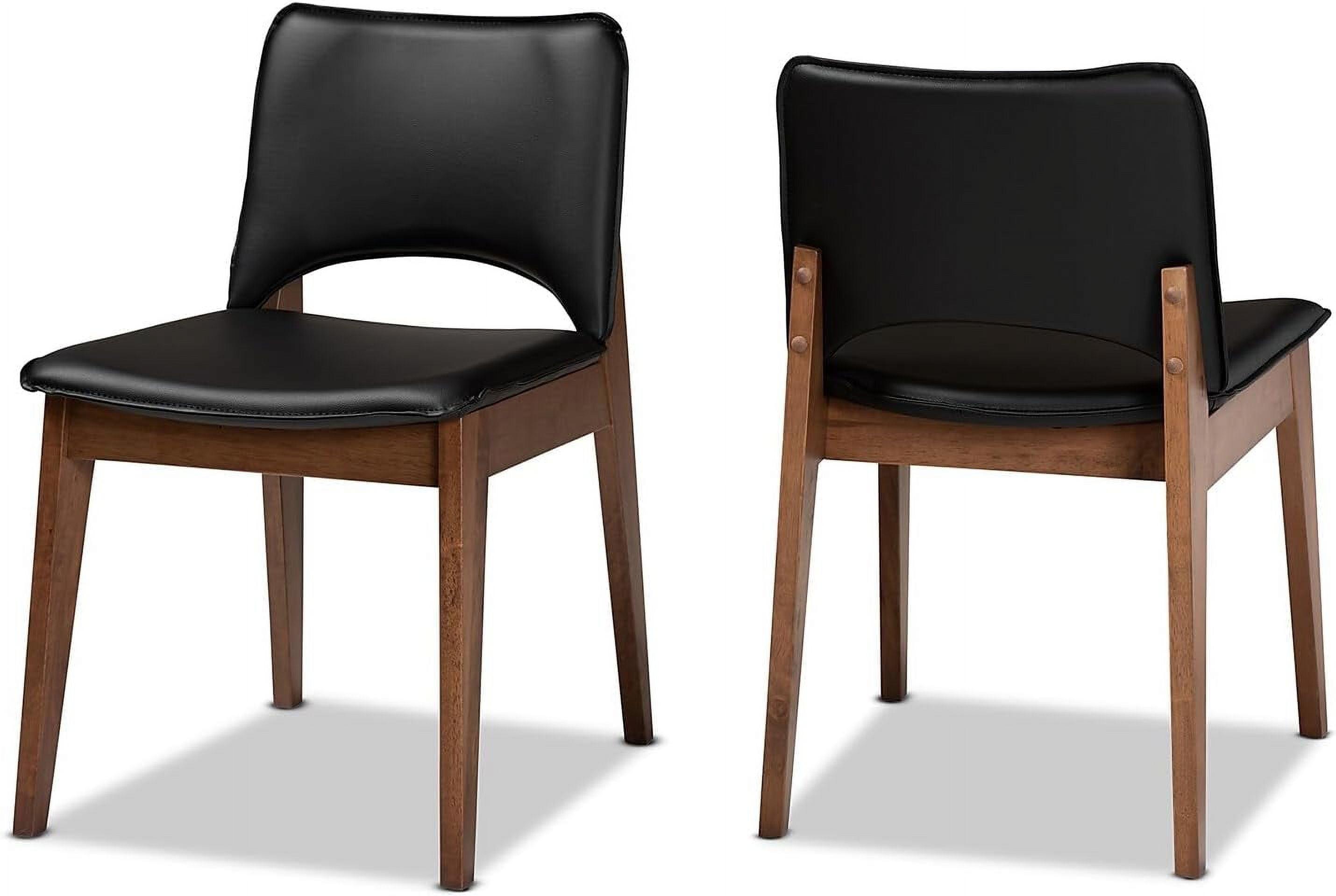Mid-Century Chic Afton Black Faux Leather & Walnut Wood Arm Chair