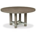thumbnail image 1 of BenJara Afu 60 Inch Round Dining Table, Metal Stretchers, Wood Pedestal Base, Brown, 1 of 4