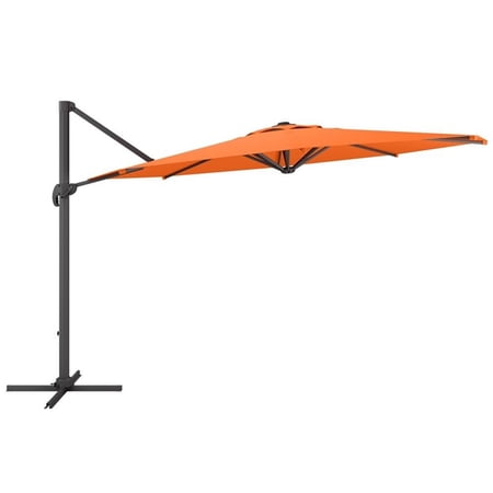 Afuera Living 11.5ft UV Resistant Deluxe Offset Orange Fabric Patio Umbrella