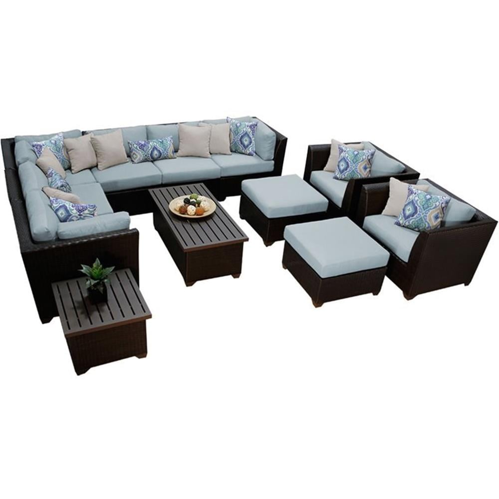Espresso Wicker 12-Piece Outdoor Patio Set with Spa Cushions