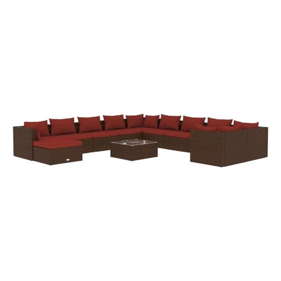 Afuera Living 12 Piece Poly Rattan Garden Lounge Set in Brown