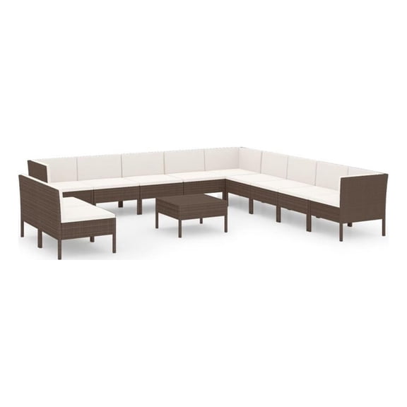 Afuera Living 12 Piece Steel Small Garden Lounge Set in Brown/Cream