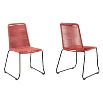 Afuera Living 18.5" Modern Fabric Outdoor Dining Chair in Red (Set of 2)