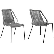 Afuera Living 19" Modern Fabric Indoor Outdoor Dining Chair in Gray (Set of 2)
